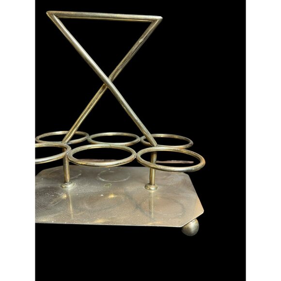 Antique KARANTI Nickel Silver Glass Bottles Salt Pepper 5pc Cruet Set SIGNED - Picture 6 of 12